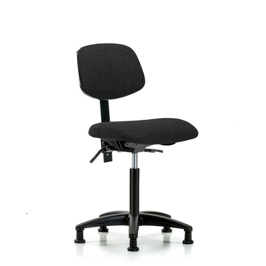 Blue Ridge Ergonomics FMBCH-RG-T0-A0-NF-RG-F42 Rutledge Fabric Chair - Medium Bench Height with Stationary Glides in Black Fabric