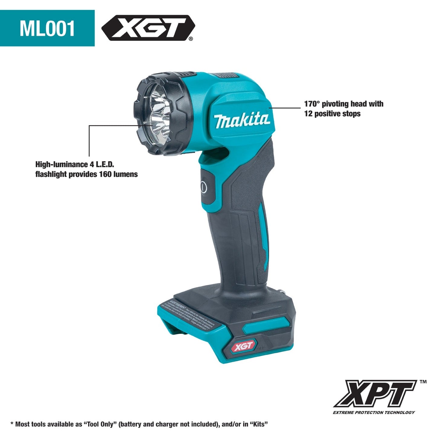 Makita ML001G 40V max XGT® Cordless L.E.D. Flashlight, Flashlight Only