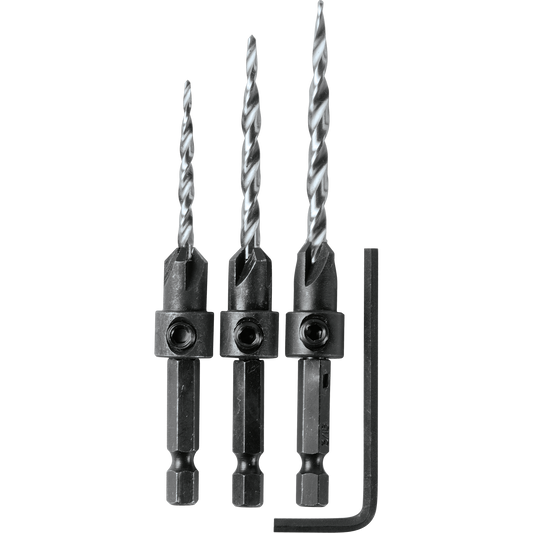 Makita A-99661 3 Pc. Countersink with Drill Bit Set with Hex Wrench