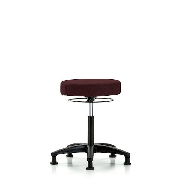Blue Ridge Ergonomics FMBST-RG-T0-BF-RG-F41 Rutledge Fabric Stool with Back - Medium Bench Height with Black Foot Ring & Stationary Glides in Burgundy Fabric