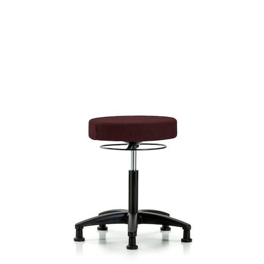 Blue Ridge Ergonomics FMBST-RG-T0-BF-RG-F41 Rutledge Fabric Stool with Back - Medium Bench Height with Black Foot Ring & Stationary Glides in Burgundy Fabric