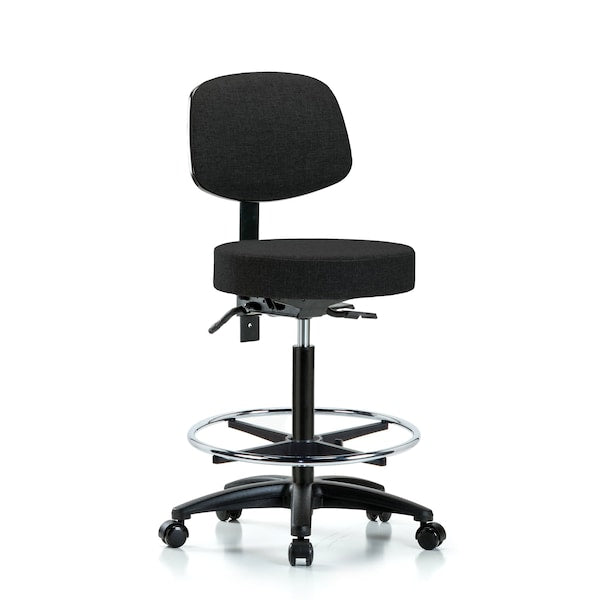 Blue Ridge Ergonomics FMBSO-CR-CF-RG-F41 Rutledge Fabric Stool without Back Chrome - Medium Bench Height with Chrome Foot Ring & Stationary Glides in Burgundy Fabric