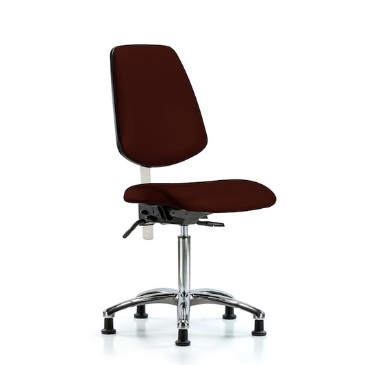 Blue Ridge Ergonomics NCR-VMBCH-MB-CR-T1-A0-NF-RG-8569 Class 100 Vinyl Clean Room Chair - Medium Bench Height with Medium Back, Seat Tilt, & Stationary Glides in Burgundy Trailblazer™ Vinyl