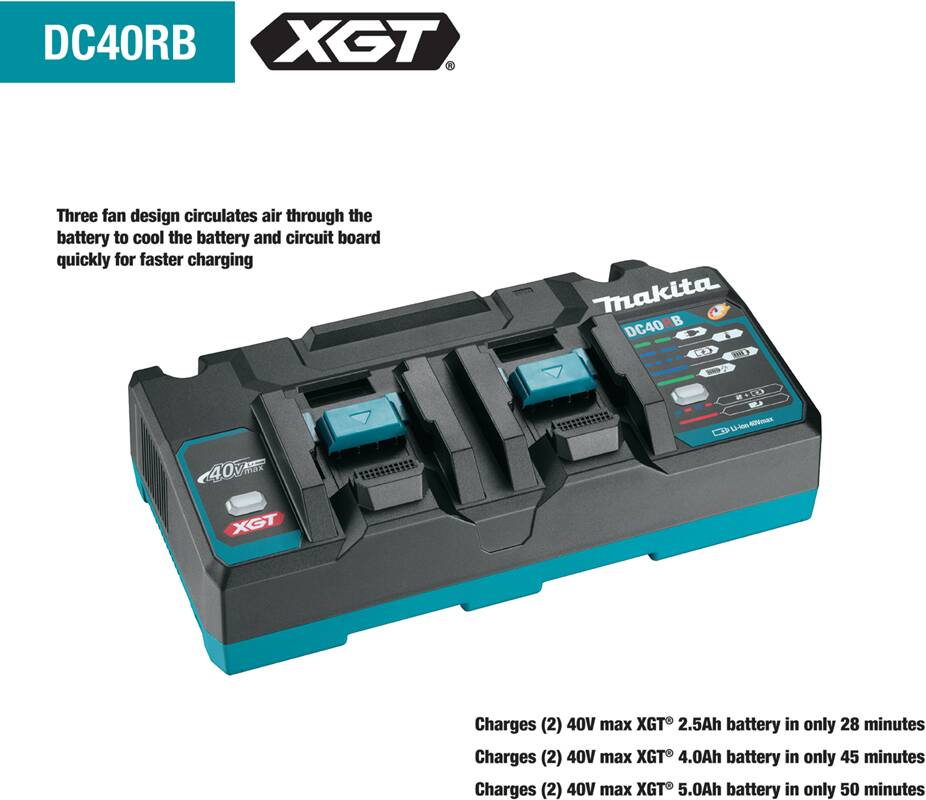 Makita DC40RB 40V max XGT® Dual Port Rapid Optimum Charger