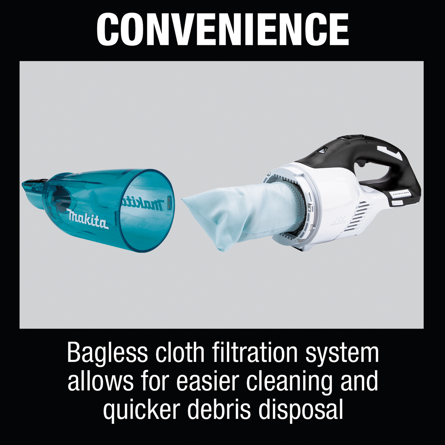 Makita XLC03ZWX4 18V LXT® Lithium‘Ion Brushless Compact Cordless Vacuum, Trigger w/ Lock, Tool Only