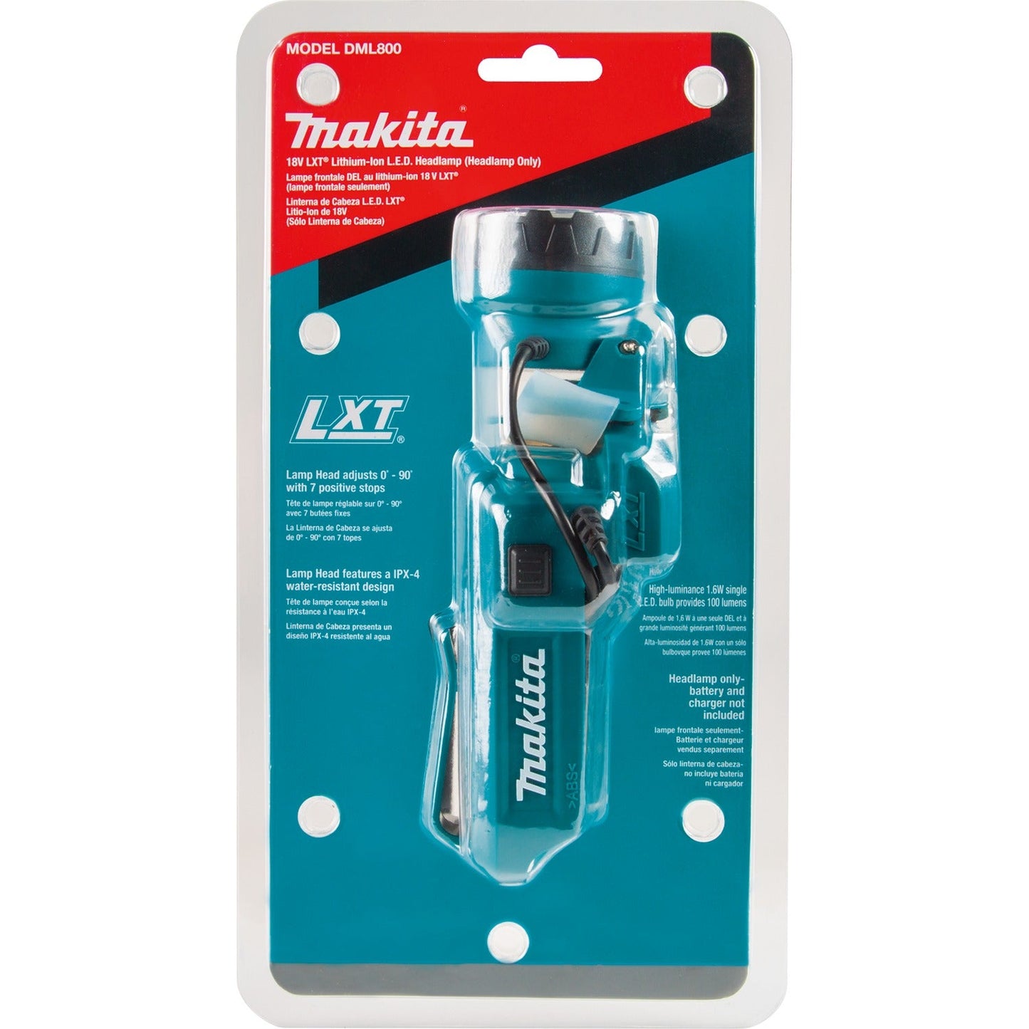 Makita DML800 18V LXT® Lithium‘Ion Cordless L.E.D. Headlamp, Headlamp Only