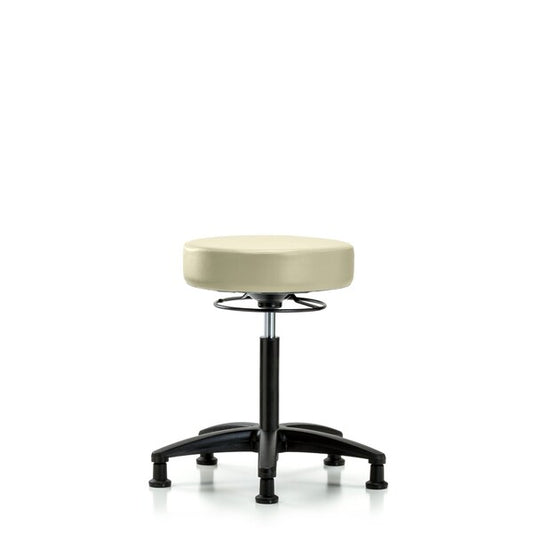 Blue Ridge Ergonomics VMBSO-RG-NF-RG-8501 Rutledge Vinyl Stool without Back - Medium Bench Height with Stationary Glides in Adobe White Trailblazer™ Vinyl
