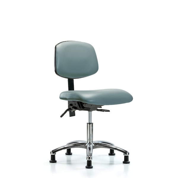 Blue Ridge Ergonomics VDHCH-CR-T0-A0-RG-8822 Rutledge Vinyl Chair Chrome - Desk Height with Stationary Glides in Storm Supernova™ Vinyl