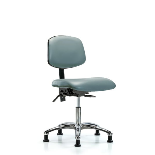 Blue Ridge Ergonomics VDHCH-CR-T0-A0-RG-8822 Rutledge Vinyl Chair Chrome - Desk Height with Stationary Glides in Storm Supernova™ Vinyl