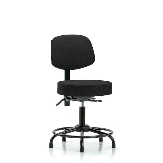 Blue Ridge Ergonomics FDHST-RT-T1-RG-F42 Rutledge Fabric Stool with Back - Desk Height with Round Tube Base, Seat Tilt, & Stationary Glides in Burgundy Fabric