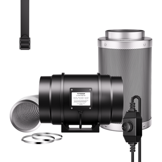Vivosun Air Filtration Kit R8 8', Inline Fan R8 with Variable Speed Controller, Carbon Filter & Ducting Combo