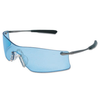 MCR SAFETY T4113AF Rubicon Metal Temple Safety Glasses Lt Blue Af L