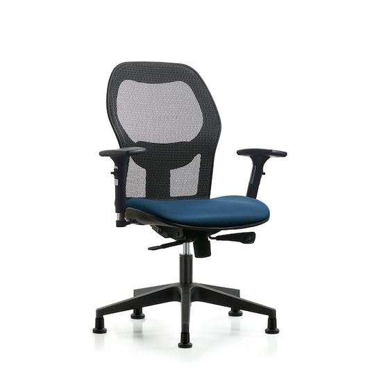 Blue Ridge Ergonomics EXE-VMDHCH-RG-H0-A2-RG-8801 Executive Windova Mesh Back Chair with 3D Adjustable Arms, Marine Blue Supernova™ Seat, & Stationary Glides