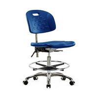 Blue Ridge Ergonomics CLR-HPDHCH-CR-T1-A0-CC-BLK Class 100 Newport Industrial Polyurethane Clean Room Chair - Desk Height with Seat Tilt & Casters in Black Polyurethane