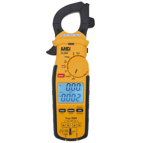 UEI Test DL589COMBO True-RMS Dual Display 600A Clamp Meter w/ DC Amps & Differential Temperature Combo