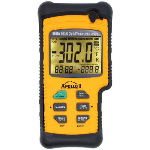 UEI Test DT302 Apollo II Dual Input Digital Logging Thermometer