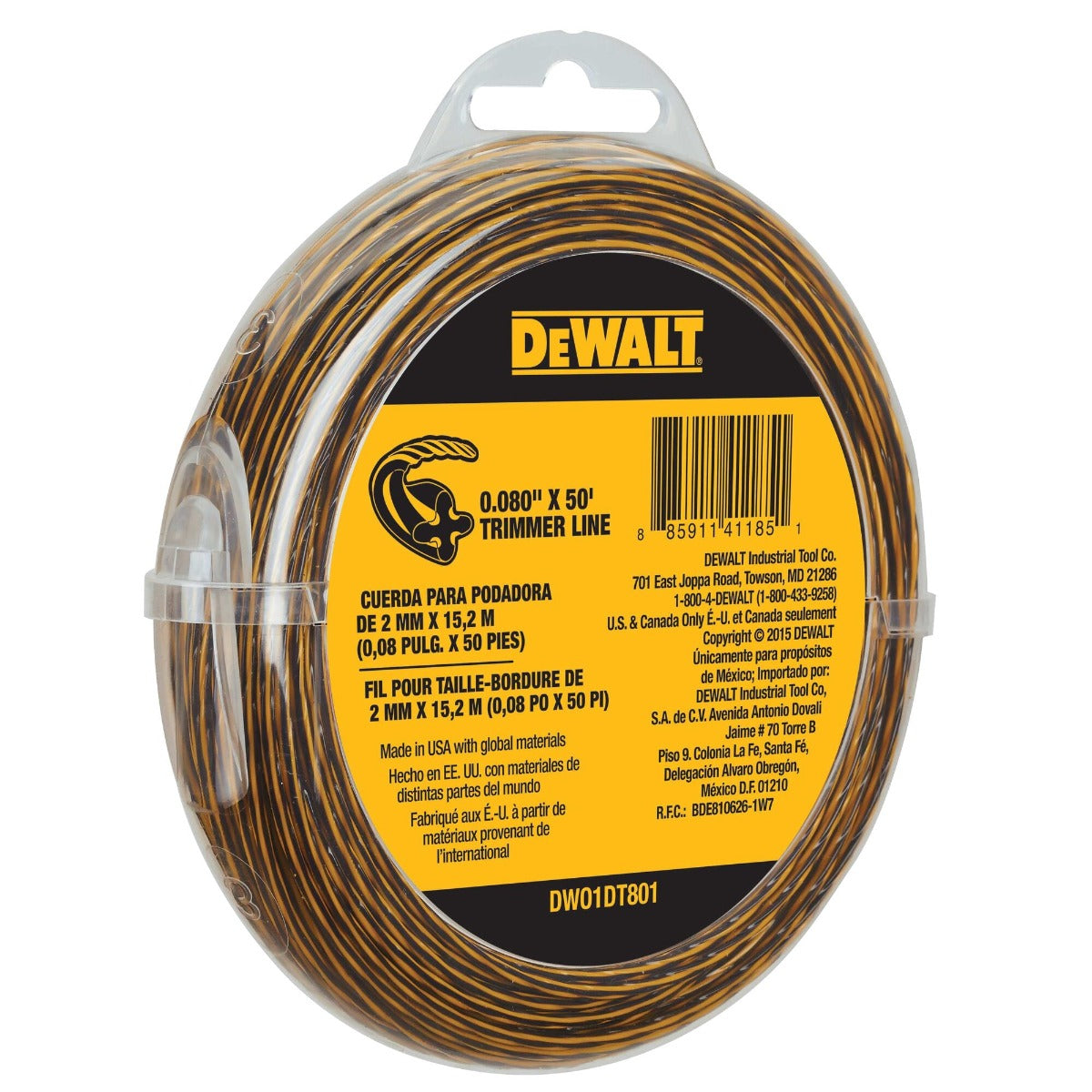 Dewalt DWO1DT801 0.080 In X 50 Ft Trimmer Line