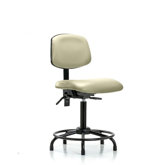 Blue Ridge Ergonomics VMBCH-RT-T1-A0-RG-8501 Rutledge Vinyl Chair - Medium Bench Height with Round Tube Base, Seat Tilt, & Stationary Glides in Adobe White Trailblazer™ Vinyl