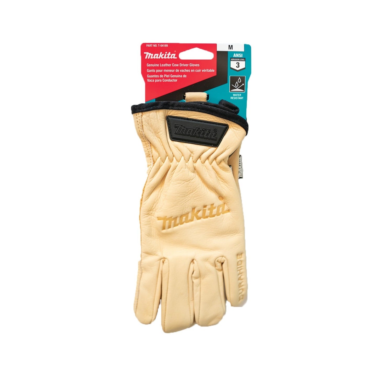 Makita T-04189 100% Genuine Leather Cow Driver Gloves (Medium)