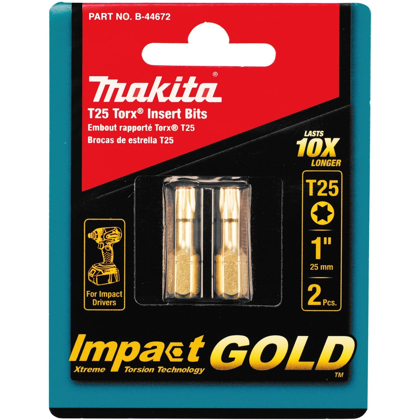 Makita B-44672 Impact GOLD® #25 Torx Insert Bit, 2/pk