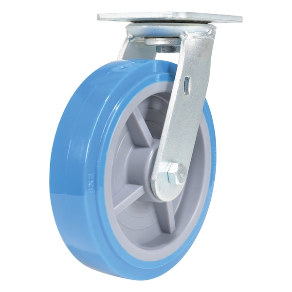 Vestil CST-KB-8X2PUP-S Polyurethane Swivel Caster 8 In. Diameter x 2 In. Width 925 Lb. Capacity Light Blue/Gray