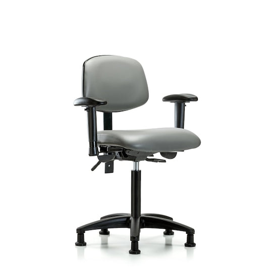 Blue Ridge Ergonomics VMBCH-RG-T0-A1-NF-RG-8840 Rutledge Vinyl Chair - Medium Bench Height with Adjustable Arms & Stationary Glides in Sterling Supernova™ Vinyl