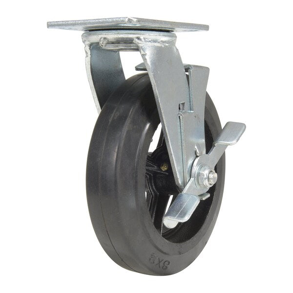 Vestil CST-VE-8X2MR-SWB Rubber Swivel With Brake Caster 8 In. Diameter x 2 In. Width 551 Lb. Capacity Black