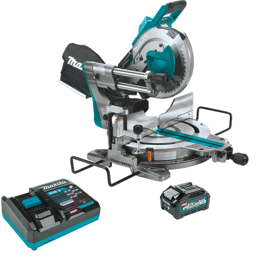 Makita GSL03M1 40V max XGT® Brushless Cordless 10" Dual‘Bevel Sliding Compound Miter Saw Kit, AWS® Capable (4.0Ah)