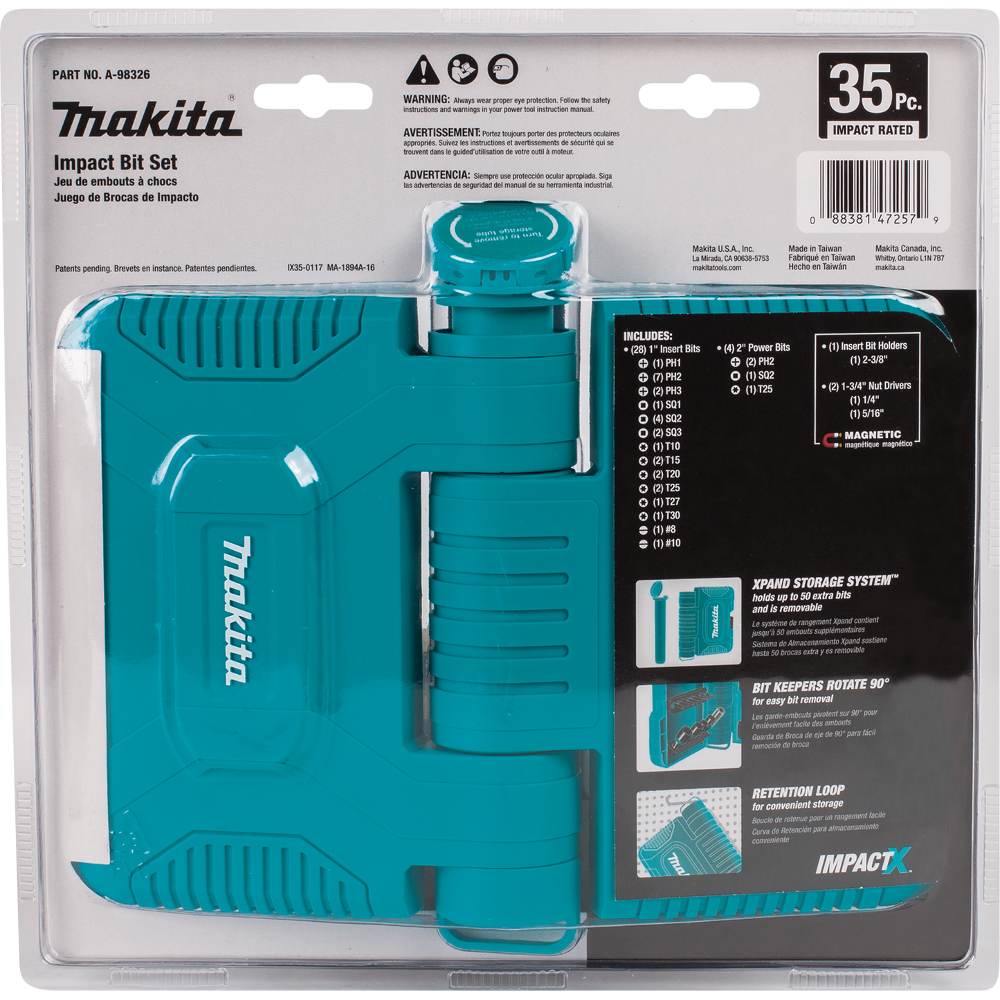 Makita A-98326 ImpactX, 35 Pc. Driver Bit Set