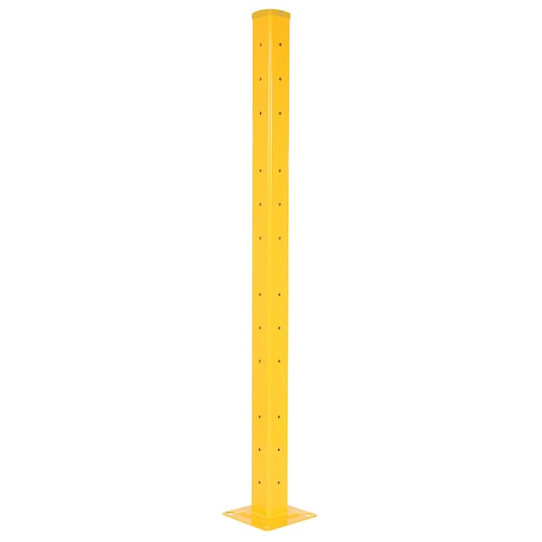 Vestil GR-F2R-BO-TP72-YL Steel Rigid Tube Post Bolt On Style 72 In. For 2 Ribbed Guard Rails Yellow