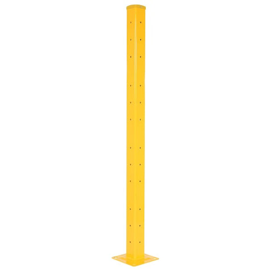 Vestil GR-F2R-BO-TP72-YL Steel Rigid Tube Post Bolt On Style 72 In. For 2 Ribbed Guard Rails Yellow