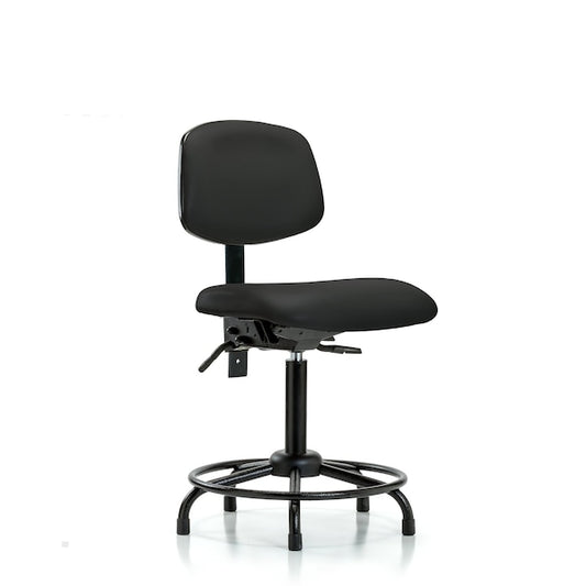 Blue Ridge Ergonomics VMBCH-RT-T0-A0-RG-8540 Rutledge Vinyl Chair - Medium Bench Height with Round Tube Base & Stationary Glides in Black Trailblazer™ Vinyl