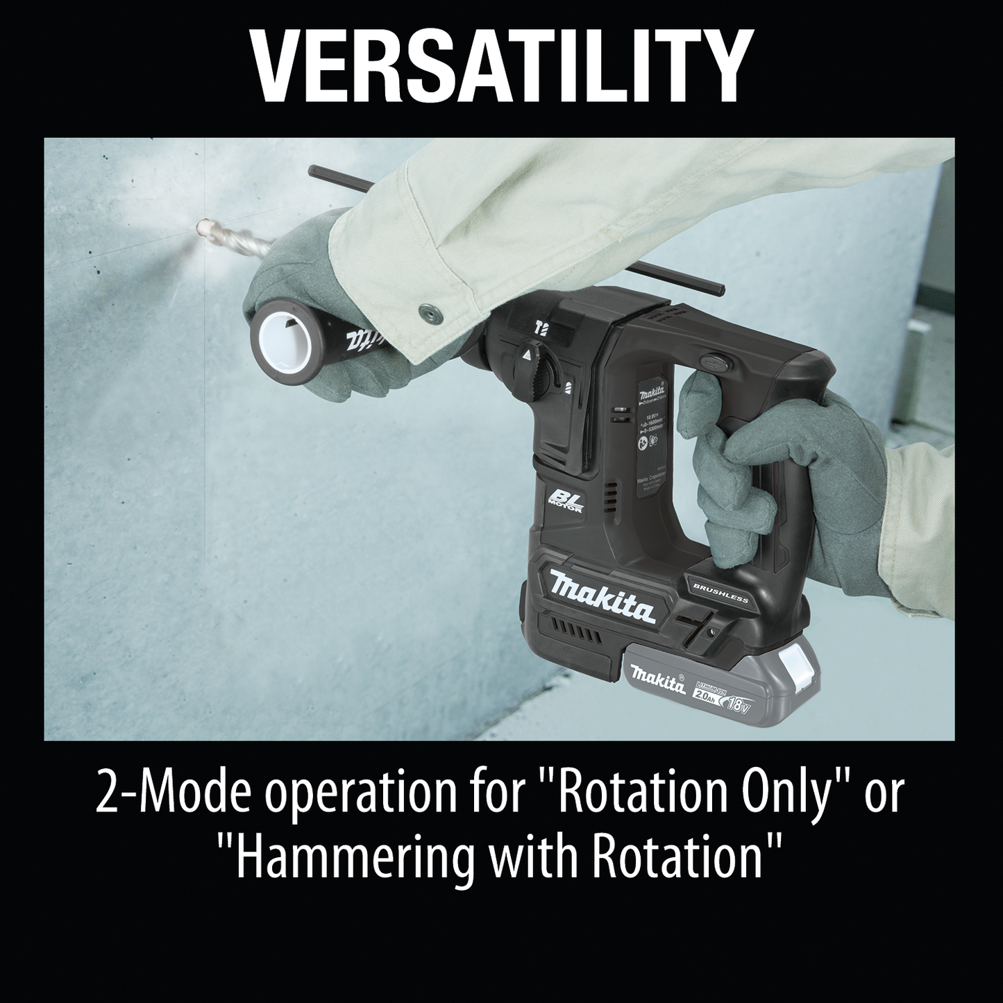 Makita XRH06ZB 18V LXT® Lithium‘Ion Sub‘Compact Brushless Cordless 11/16" SDS‘PLUS Rotary Hammer, Tool Only