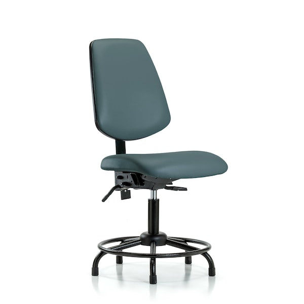 Blue Ridge Ergonomics VDHCH-MB-RT-T1-A0-RG-8546 Rutledge Vinyl Chair - Desk Height with Round Tube Base, Medium Back, Seat Tilt, & Stationary Glides in Colonial Blue Trailblazer™ Vinyl