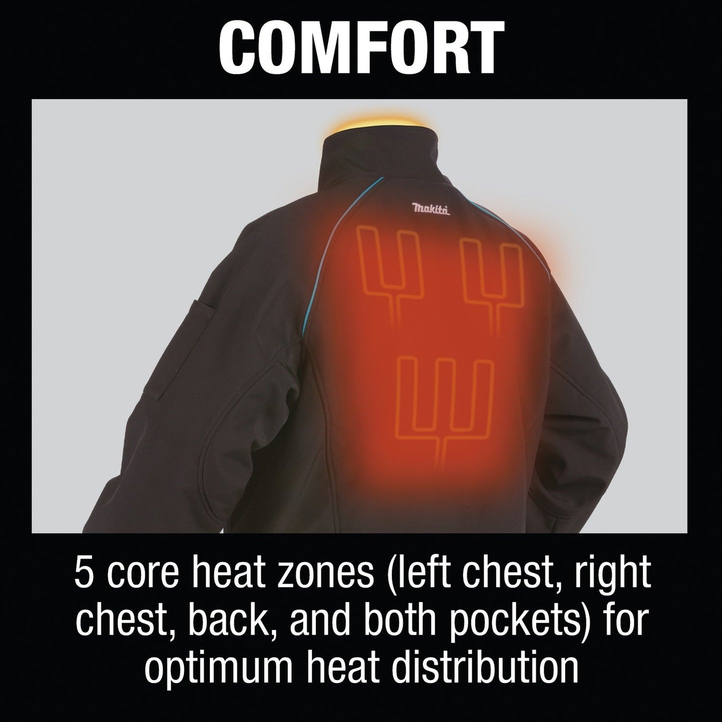 Makita DCJ205Z2XL 18V LXT® Lithium‘Ion Cordless Heated Jacket, Jacket Only (Black, 2XL)