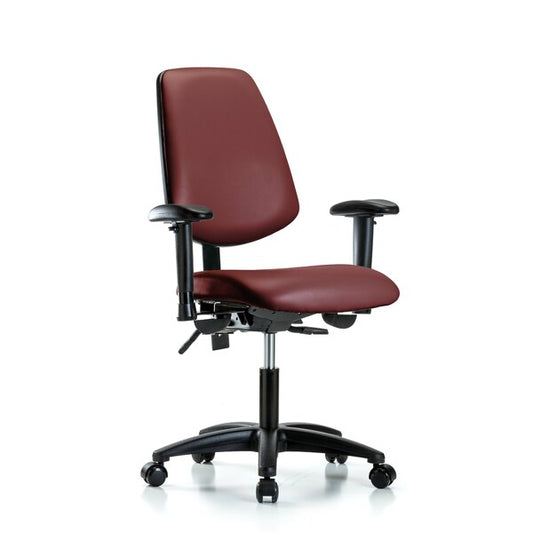 Blue Ridge Ergonomics VDHCH-MB-RG-T1-A1-RC-8815 Rutledge Vinyl Chair - Desk Height with Medium Back, Seat Tilt, Adjustable Arms, & Casters in Borscht Supernova™ Vinyl