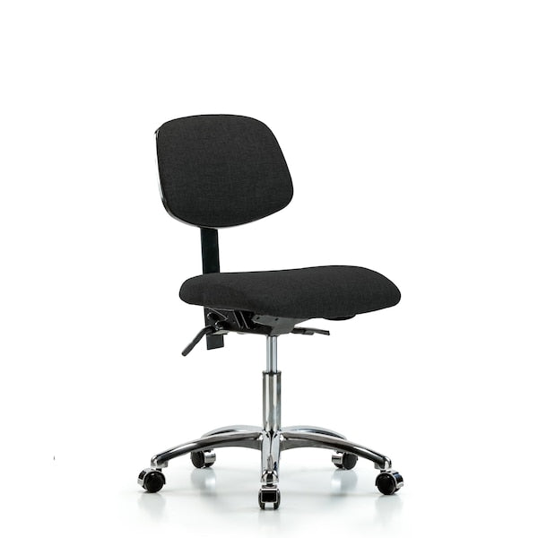 Blue Ridge Ergonomics FDHCH-CR-T1-A0-CC-F42 Rutledge Fabric Chair Chrome - Desk Height with Seat Tilt & Casters in Black Fabric
