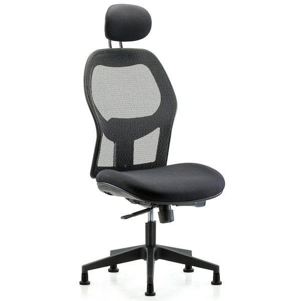 Blue Ridge Ergonomics EXE-MDHCH-RG-H1-A0-RG Executive Windrowe Mesh Back Chair with Head Rest & Stationary Glides