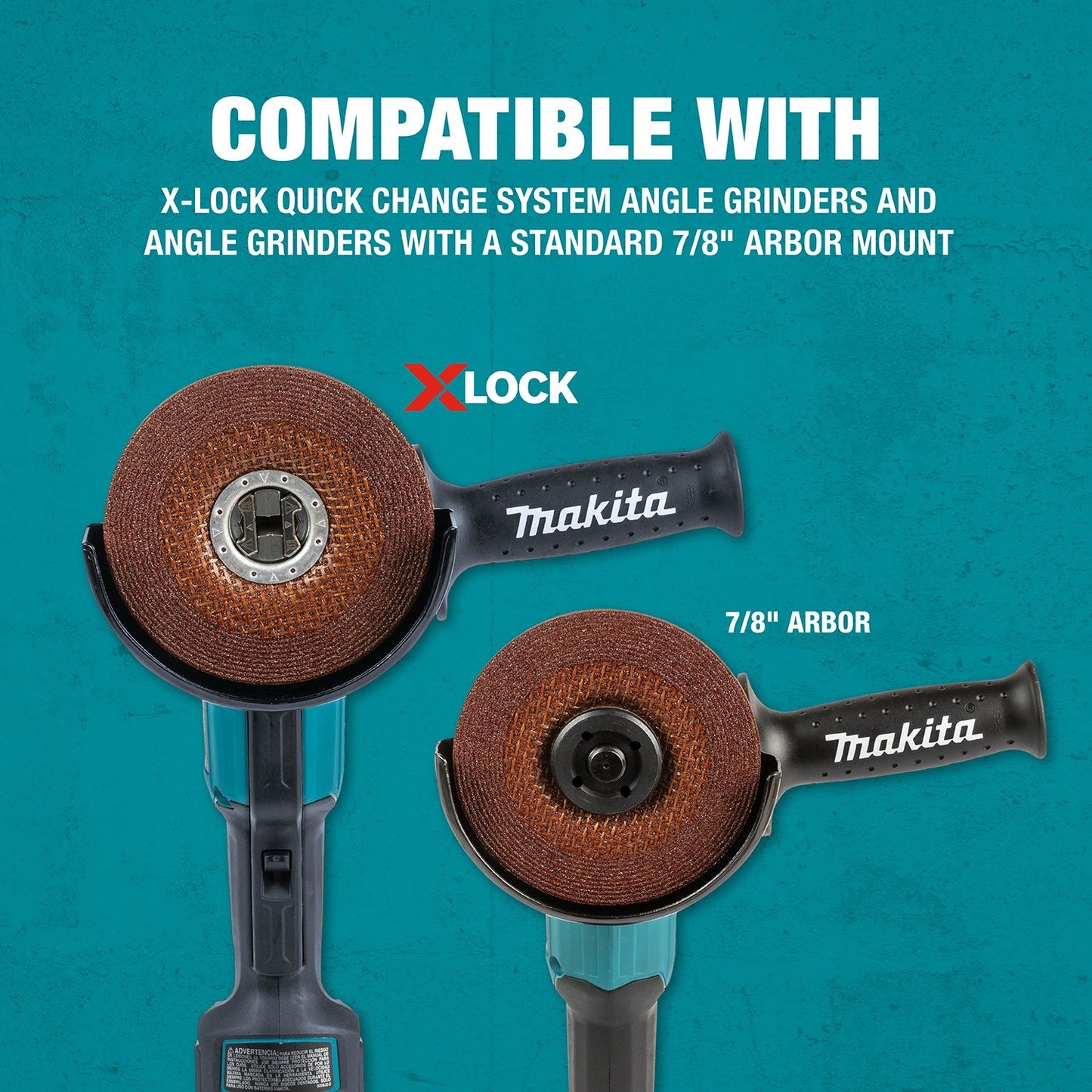 Makita E-00430 X‘LOCK 4‘1/2" x 1/4" x 7/8" Type 27 General Purpose 36 Grit Abrasive Grinding Wheel for Metal & Stainless Steel Grinding