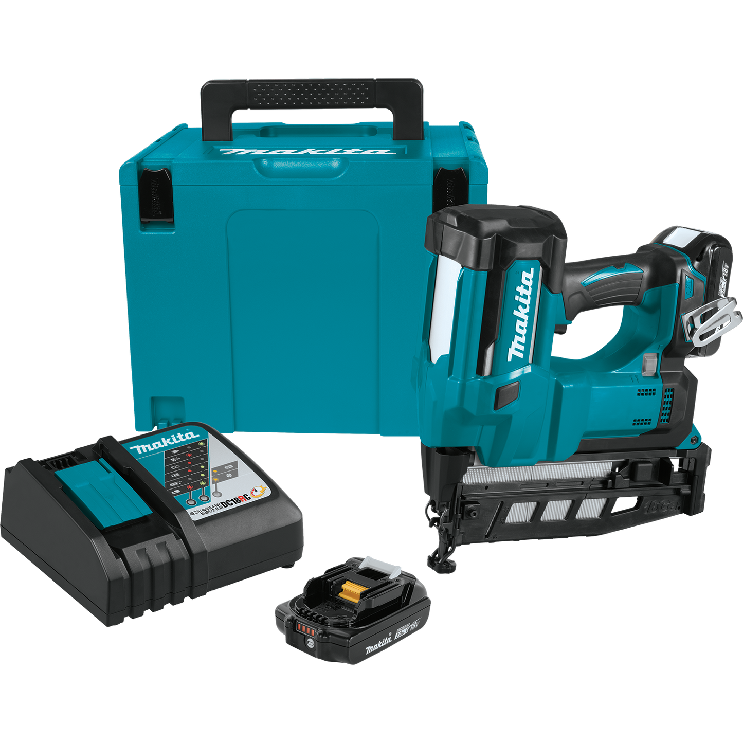 Makita XNB02RJ 18V Lxt® Lithiumion Cordless 21/2" Straight Finish Nailer Kit, 16 Ga.