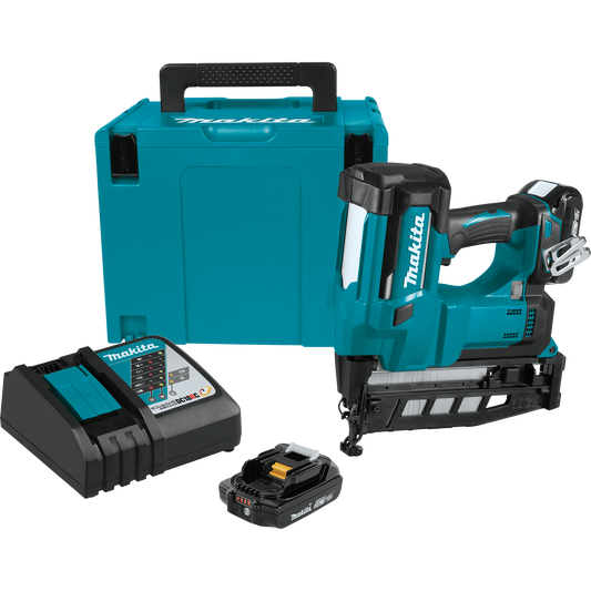 Makita XNB02RJ 18V Lxt® Lithiumion Cordless 21/2" Straight Finish Nailer Kit, 16 Ga.