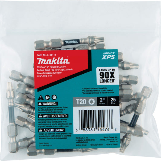 Makita E-01111 Impact XPS® T20 Torx 2" Power Bit, 25/pk, Bulk