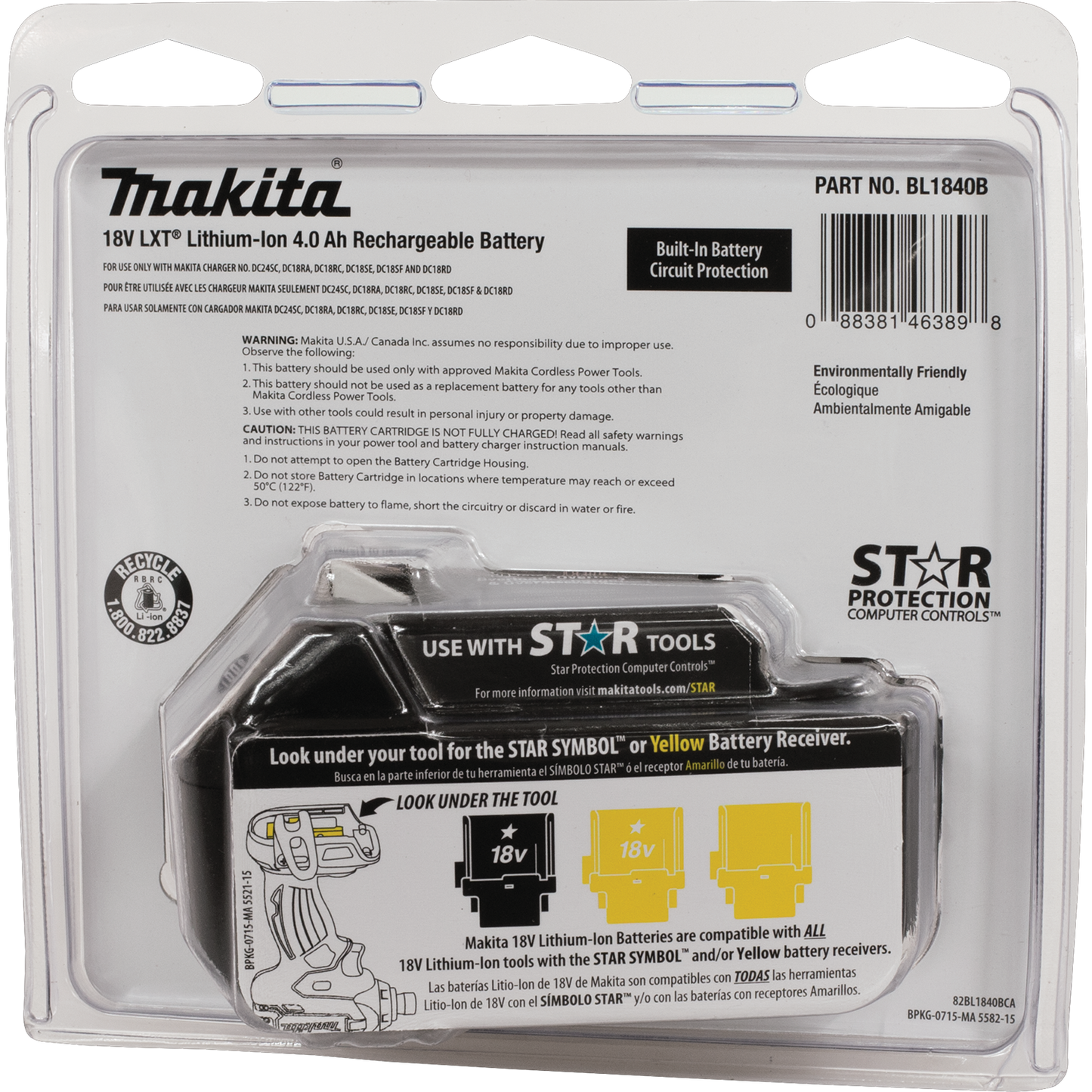 Makita BL1840B 18V LXT® Lithium‘Ion 4.0Ah Battery