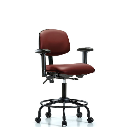 Blue Ridge Ergonomics VDHCH-RT-T0-A1-RC-8815 Rutledge Vinyl Chair - Desk Height with Round Tube Base, Adjustable Arms, & Casters in Borscht Supernova™ Vinyl