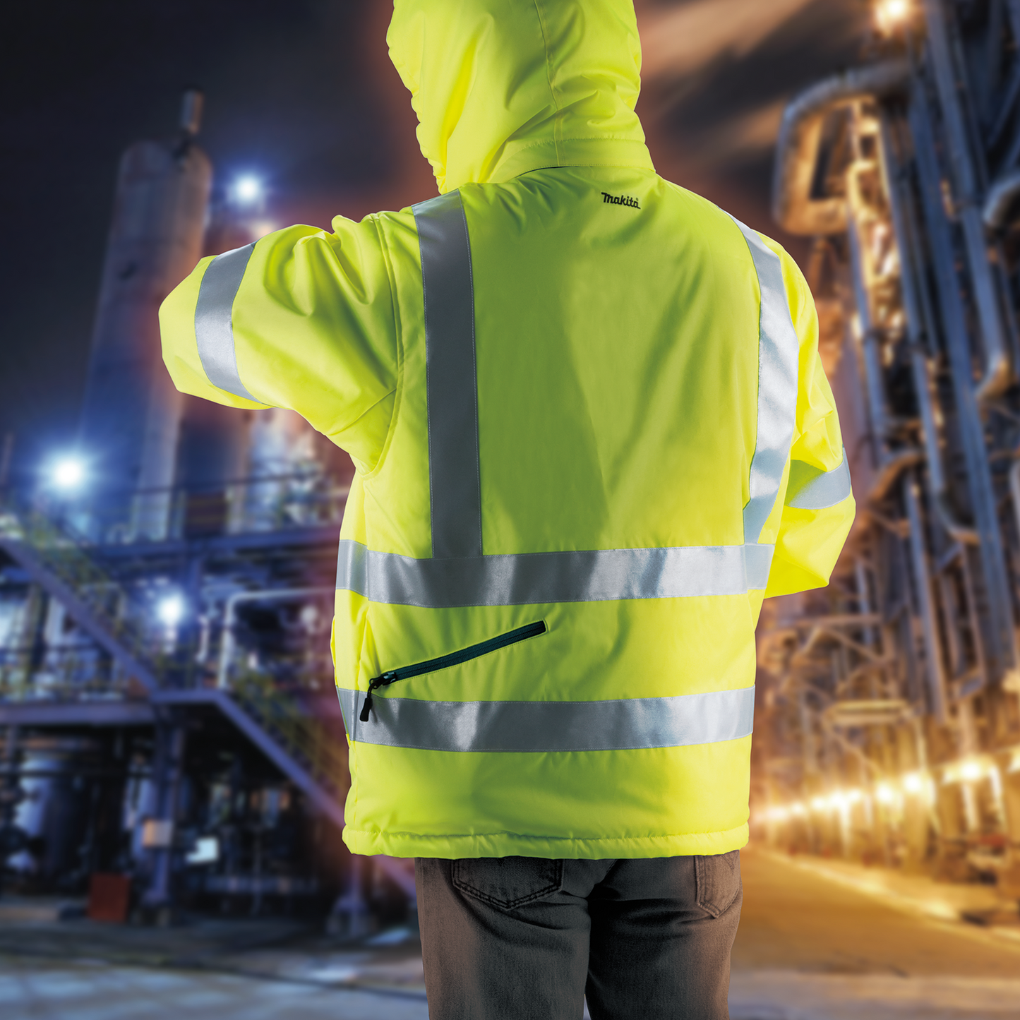 Makita DCJ206ZL 18V LXT® Lithium‘Ion Cordless High Visibility Heated Jacket, Jacket Only (L)