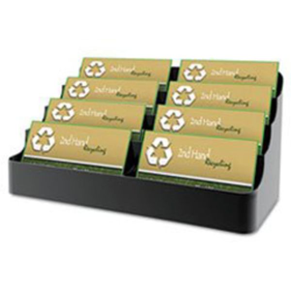 Deflecto DEF90804 8 Compartment Business Card Holder - 3.9" X 7.9" X 3.6" - Plastic - 1 Each - Black