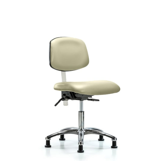 Blue Ridge Ergonomics NCR-VDHCH-CR-T0-A0-RG-8501 Class 100 Vinyl Clean Room Chair - Desk Height with Stationary Glides in Adobe White Trailblazer™ Vinyl