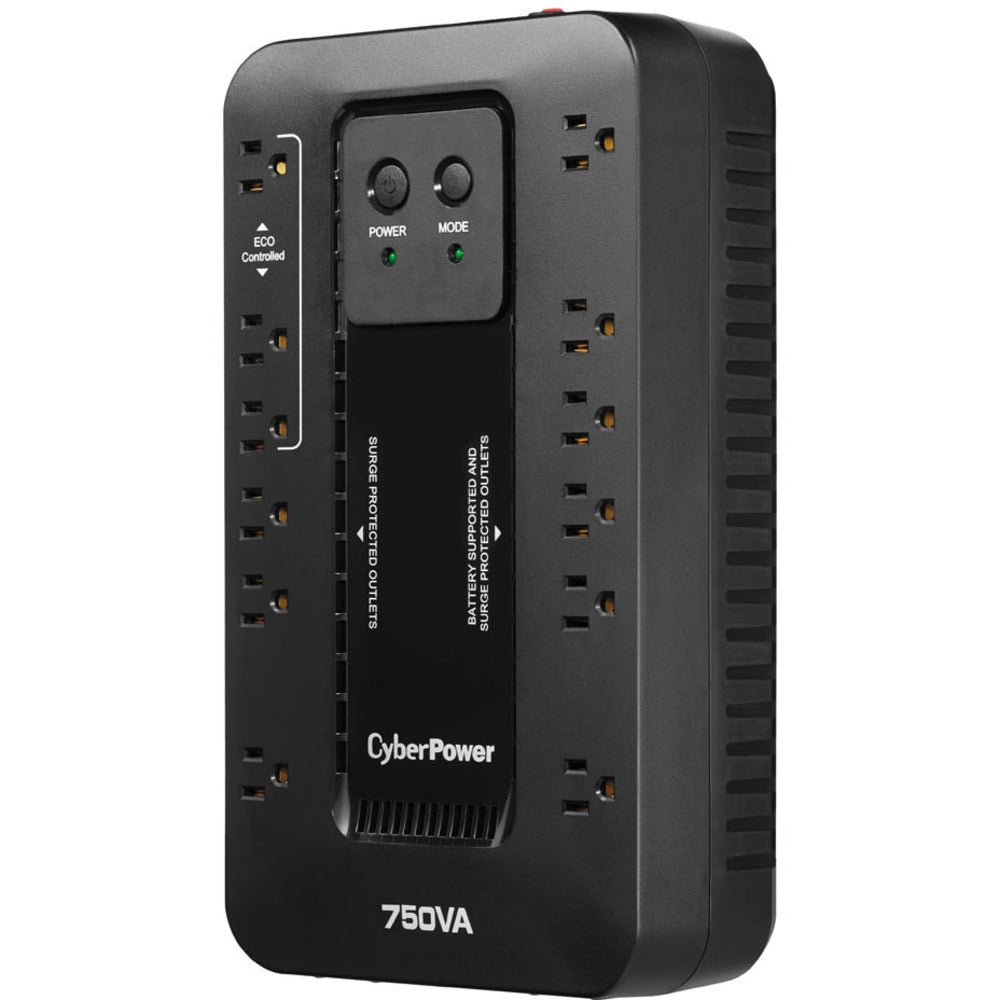 CyberPower Ecologic EC750G 750VA/425W Energy Efficient Desktop ECO UPS - 750 VA/450 W - Desktop - 8 Minute Half Load - 12 x NEMA 5-15R