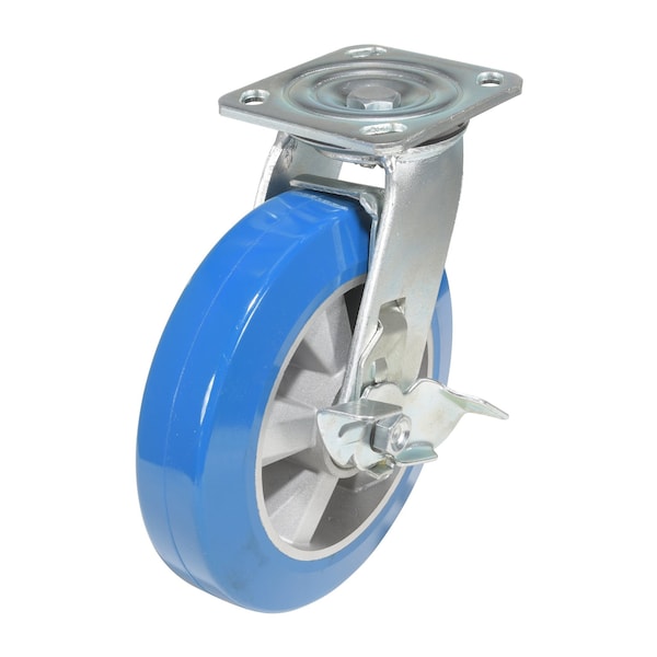 Vestil CST-PB-8X2PUA-SWB Polyurethane Precision Ball Bearing Swivel With Brake Caster 8 In. x 2 In. 881 lb Blue/Gray