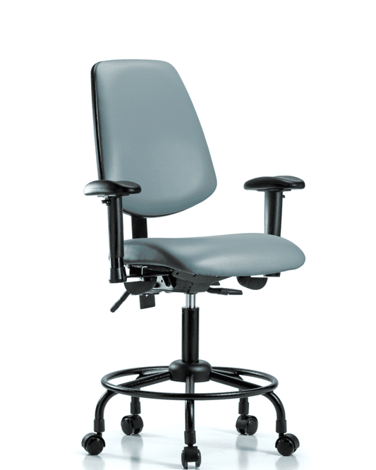 Blue Ridge Ergonomics VDHCH-RT-T1-A0-RC-8822 Rutledge Vinyl Chair - Desk Height with Round Tube Base, Seat Tilt, & Casters in Storm Supernova™ Vinyl